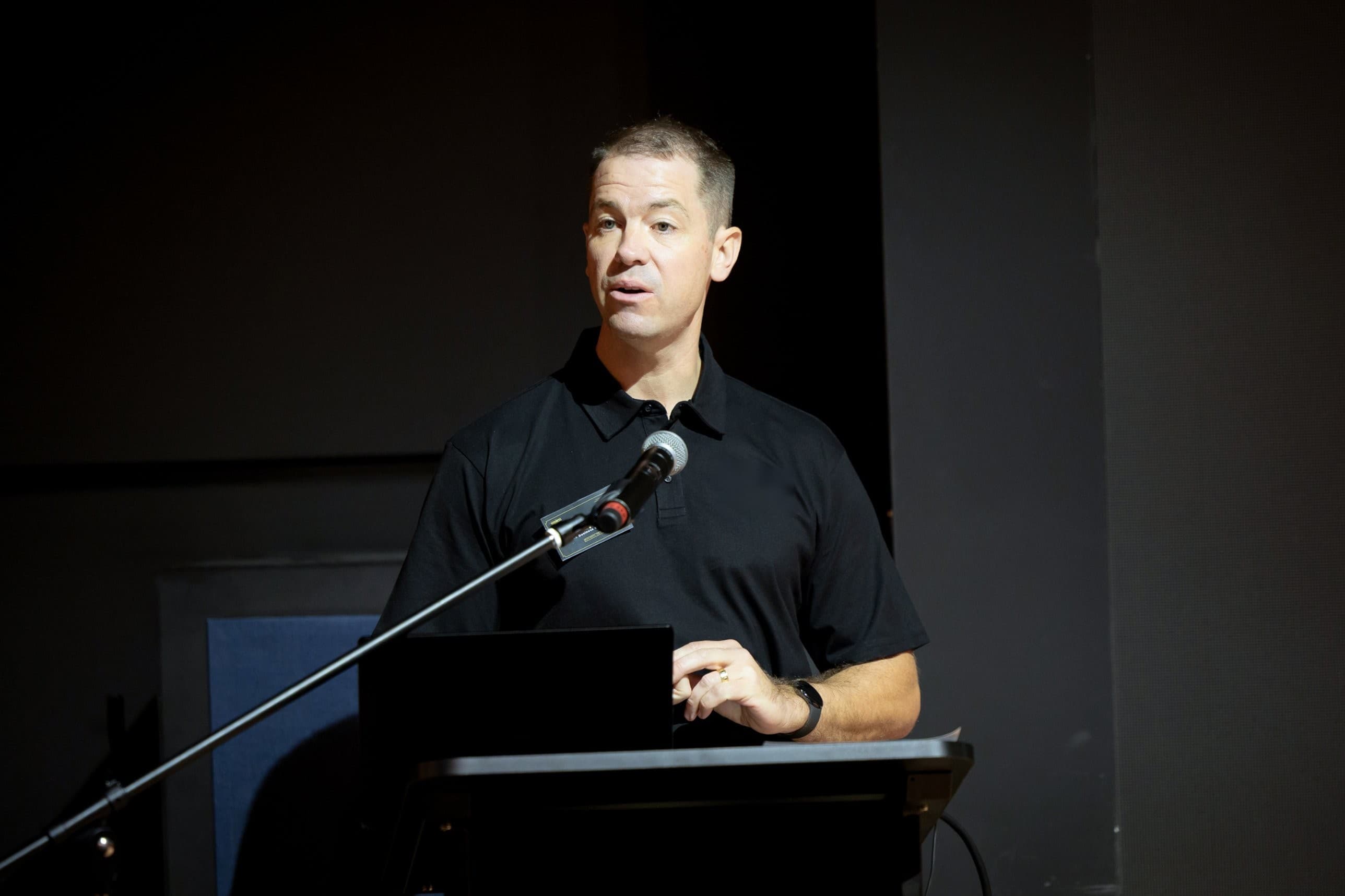 Jared Dawson presenting to business owners